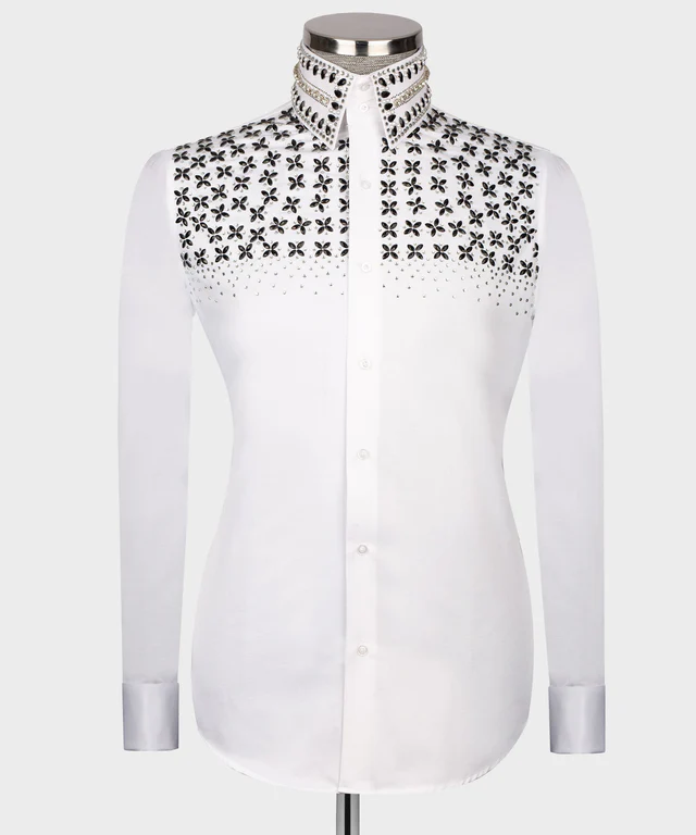 Chemise blanche - Brodée de pierre