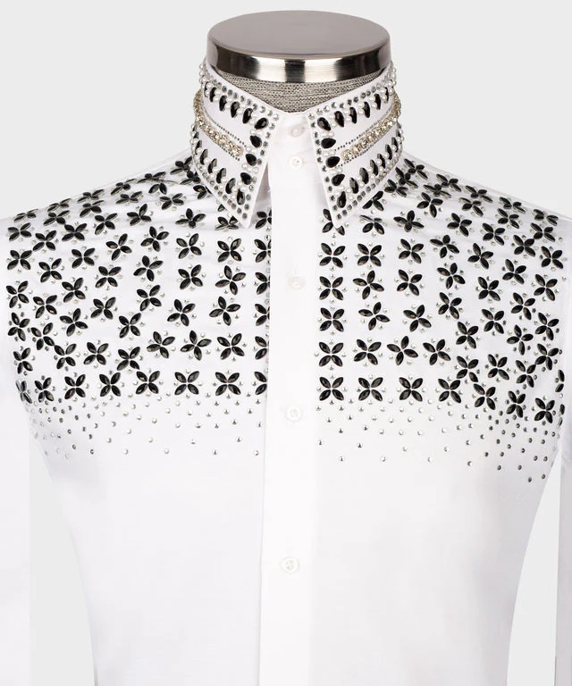 White shirt - Embroidered with stone - Vue 2