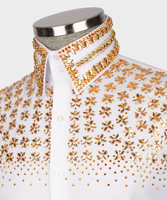 White Shirt - Embroidered in Golden Stone - Vue 2