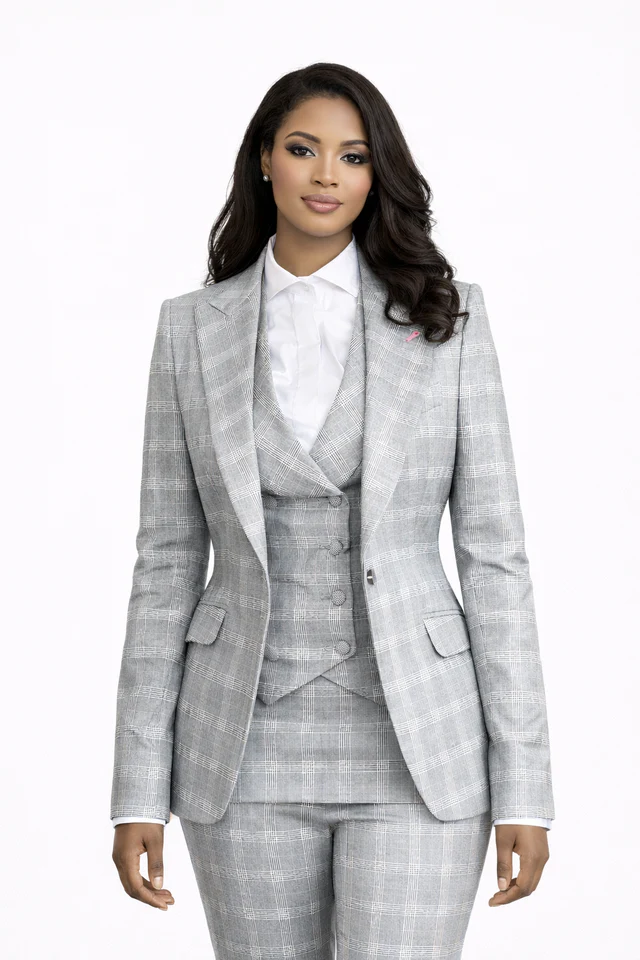 Classic Women’s Tailored Plaid Suit - Vue 2