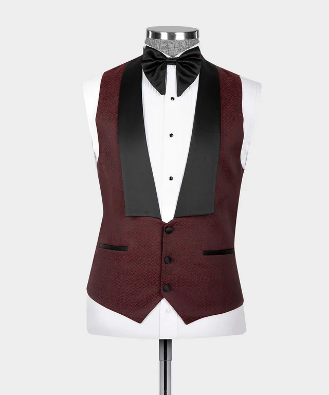 Pointed Collar Tuxedo Burgundy - Vue 2