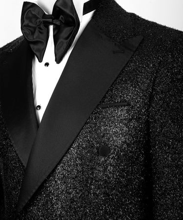 Black Satin Collar Glitter Classic Tuxedo - Vue 3