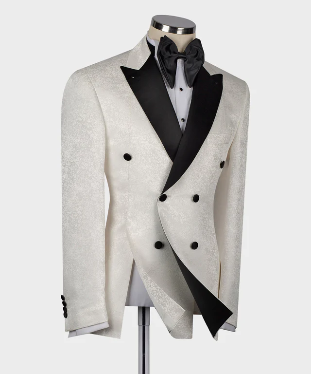 BLACK SATIN COLLAR WHITE PATTERNED TUXEDOS