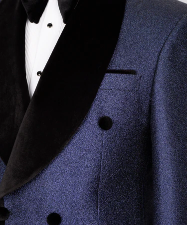Velvet Shawl Double Breasted Suit - Dark Blue - Vue 3