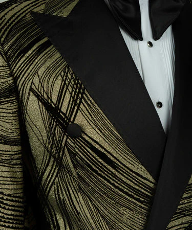 GOLD PATTERNED VELVET DOUBLE BREASTED - Vue 2