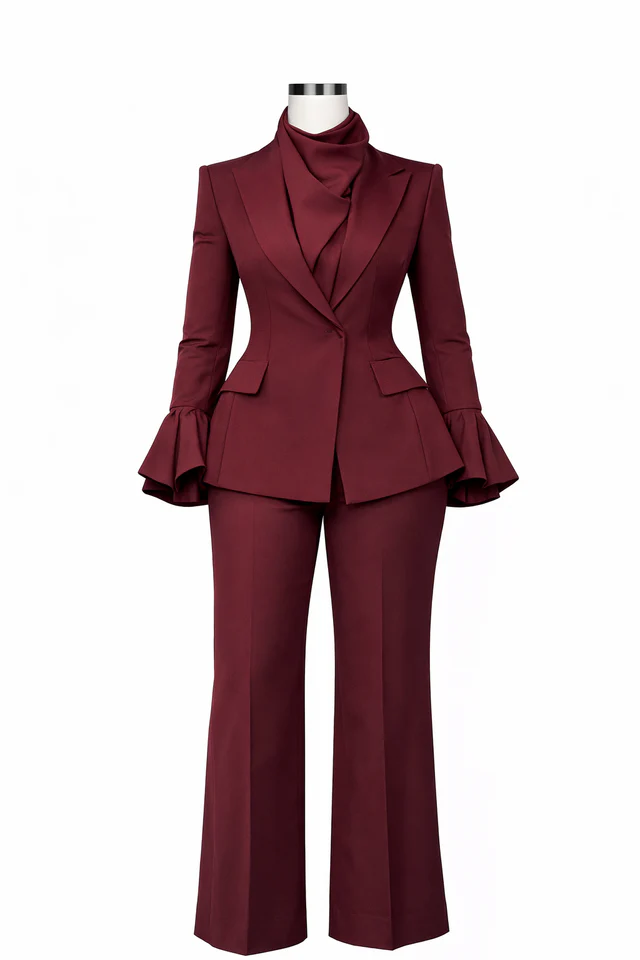 Ensemble blazer et pantalon sur mesure pour femme