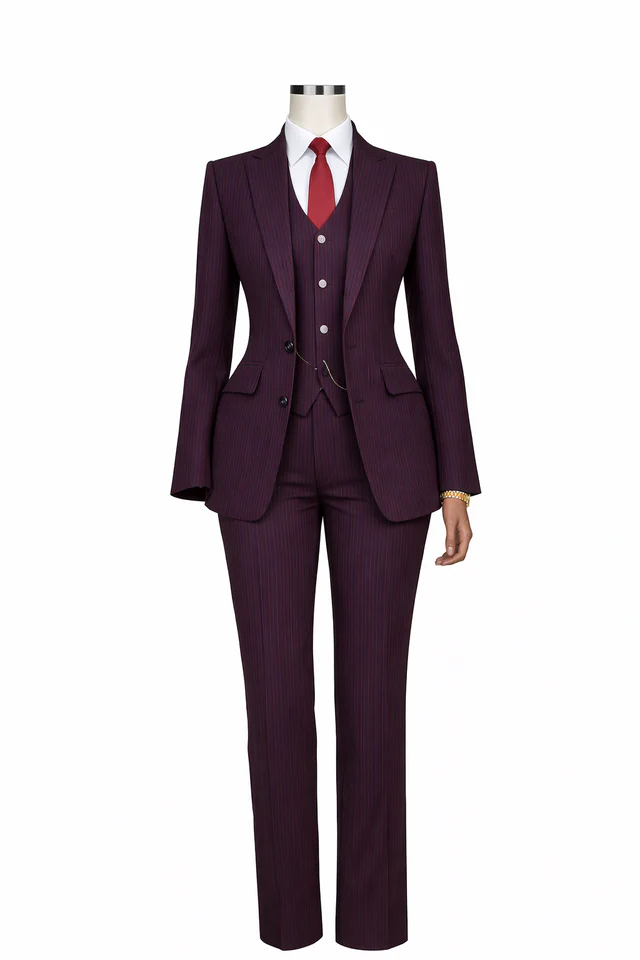Costume trois pièces sur mesure pour femme
